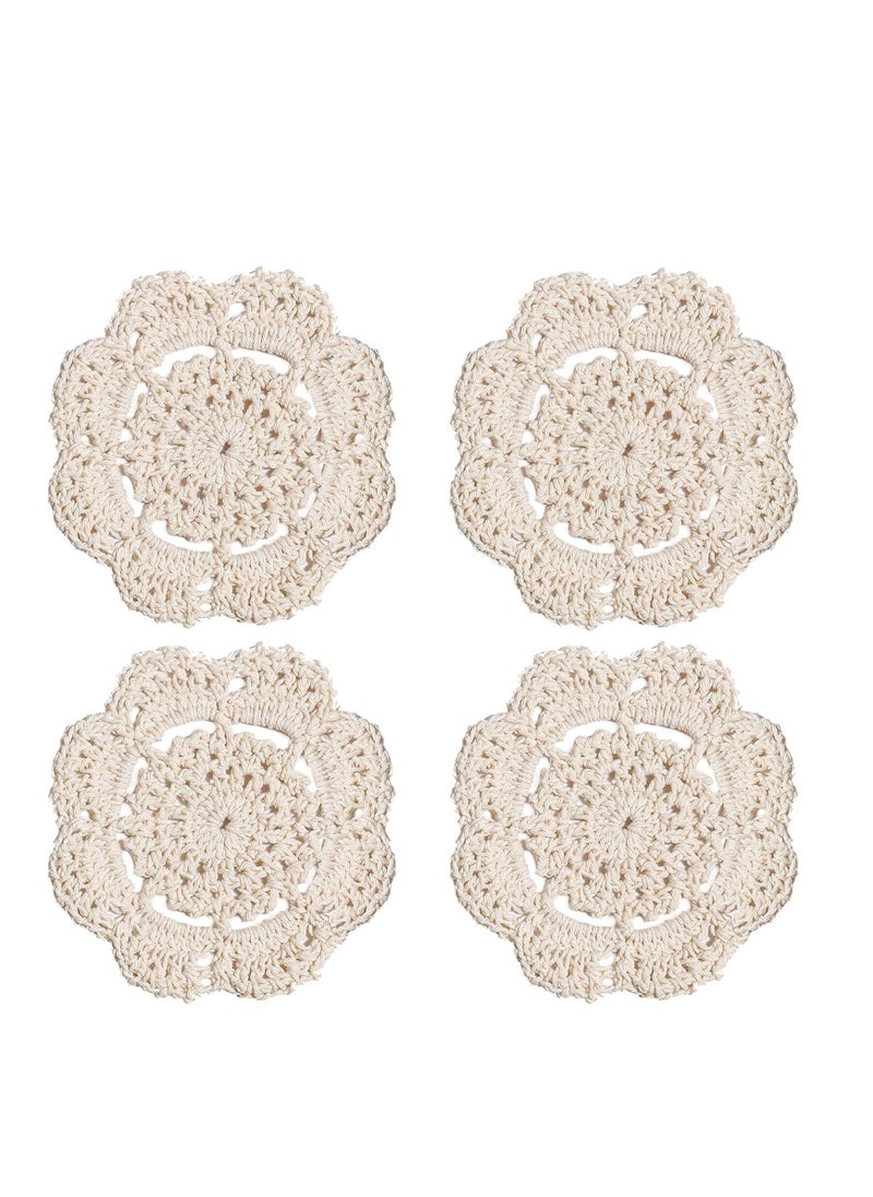 Generic Handmade Crochet Circle Lace Placemats Coasters Pack of 4  - Image 1