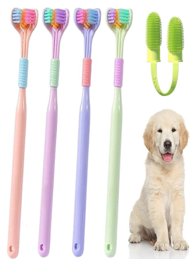 SHOPONIL Three Sided & Double Finger Dog Toothbrush, Cat Toothbrush, Pet Cleaning Set Soft Bristles for Easy Dental Care Toothbrush Suitable for Large to Small Dogs Cats and Pets - Image 1