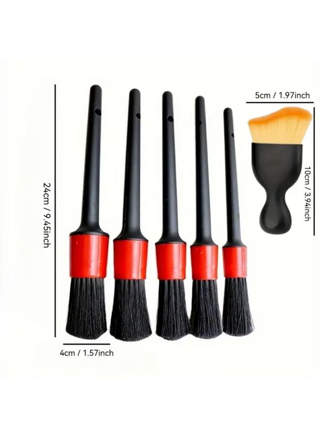 Black Heavy Duty Car Cleaning Brush Set 7pcs Multi Surface Dashboard Wheel Hub Air Vent Non Scratch Bristles - Image 3