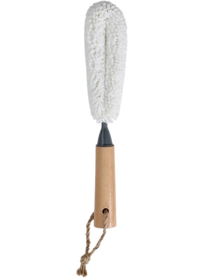 Goblet Brush With Bamboo Handles,Eva Sponge Brush,Foam Bristle Brush For Cleaning Crystal Glasses And Plates,Pants And Feeding Bottle,Non Scratch,White - 29cm - Image 1