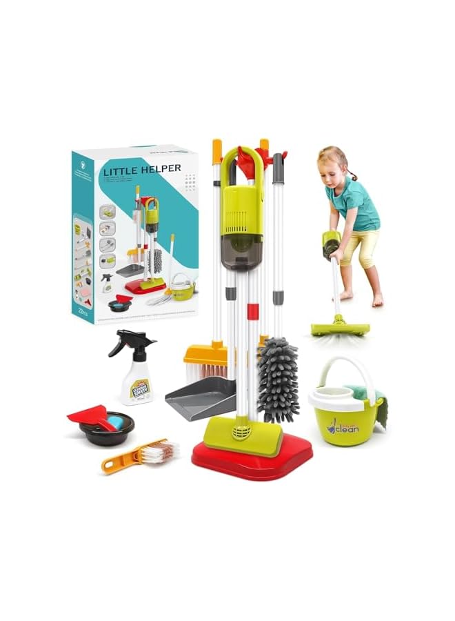Toddler Toys Cleaning Set, Kids Cleaning Toy Set, Pretend Play Home Cleaning Playset - Incl.Electric Toy Vacuum, Broom and Dustpan Set, Mop,Duster and More,Cleaning Tools Toys for Boys Girls(Red) - Image 1