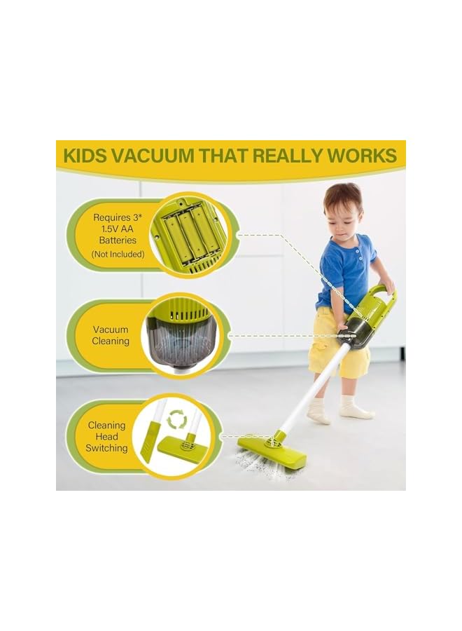 Toddler Toys Cleaning Set, Kids Cleaning Toy Set, Pretend Play Home Cleaning Playset - Incl.Electric Toy Vacuum, Broom and Dustpan Set, Mop,Duster and More,Cleaning Tools Toys for Boys Girls(Red) - Image 4