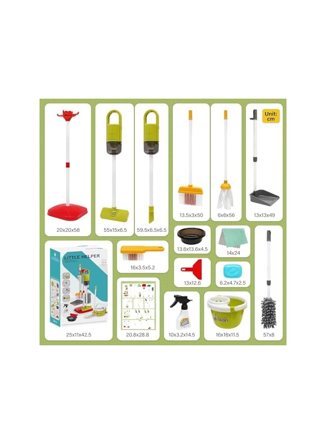 Toddler Toys Cleaning Set, Kids Cleaning Toy Set, Pretend Play Home Cleaning Playset - Incl.Electric Toy Vacuum, Broom and Dustpan Set, Mop,Duster and More,Cleaning Tools Toys for Boys Girls(Red) - Image 2