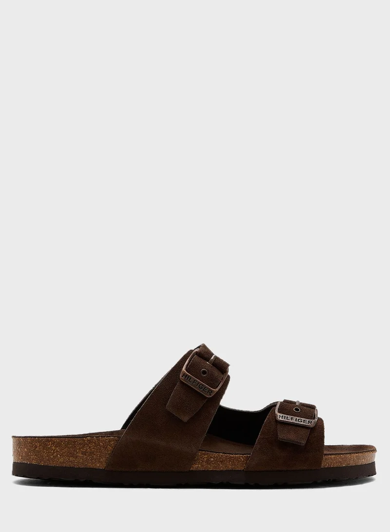 TOMMY HILFIGER Cork Suede Buckle Sandals