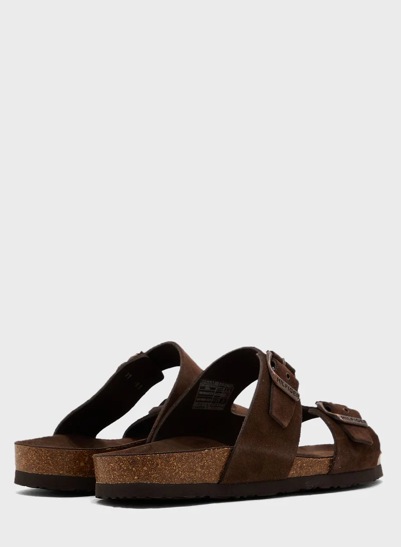 TOMMY HILFIGER Cork Suede Buckle Sandals