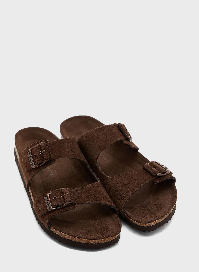TOMMY HILFIGER Cork Suede Buckle Sandals