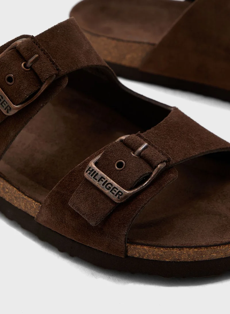 TOMMY HILFIGER Cork Suede Buckle Sandals