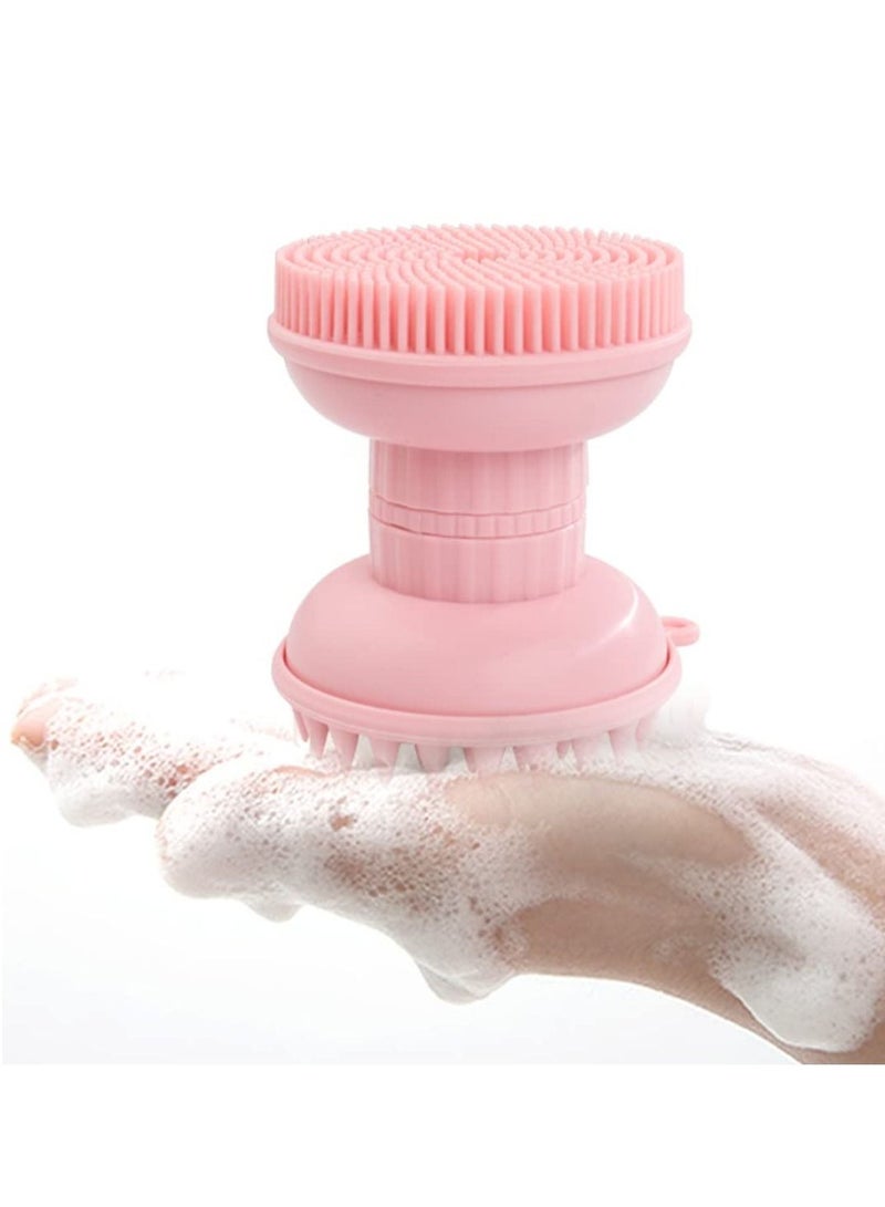 Excefore Exfoliating Silicone Body Scrubber, with Scalp Massager, 3 in 1 Bath and Shampoo Brush for Wet & Dry Use, for  Women Men Child (Pink) - Image 1