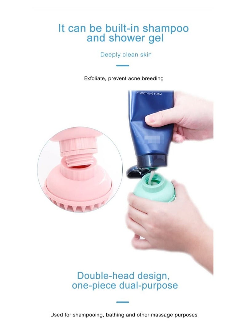 Excefore Exfoliating Silicone Body Scrubber, with Scalp Massager, 3 in 1 Bath and Shampoo Brush for Wet & Dry Use, for  Women Men Child (Pink) - Image 2