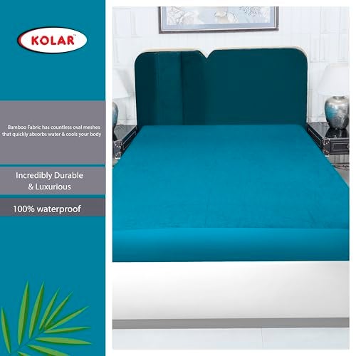 Kolar Premium Bamboo Mattress Protector| 100% Water Proof Protector King Size 78x72 Inches | Breathable and Hypoallergenic Ultra Soft Fitted Bed Protector Cover - Teal - Image 5