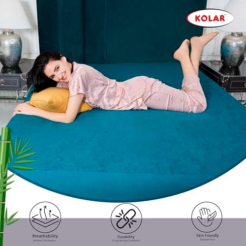 Kolar Premium Bamboo Mattress Protector| 100% Water Proof Protector King Size 78x72 Inches | Breathable and Hypoallergenic Ultra Soft Fitted Bed Protector Cover - Teal - Image 2