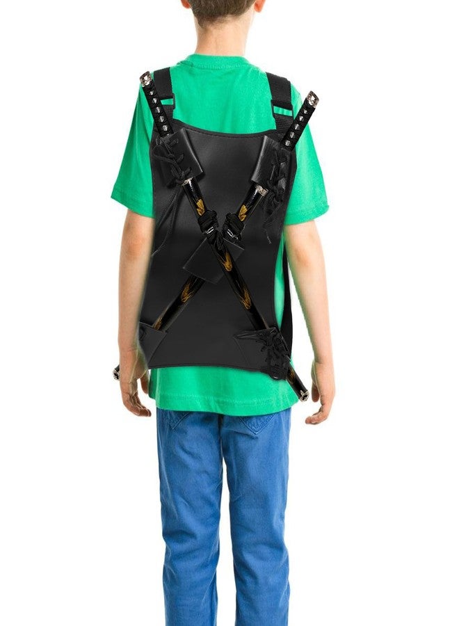 Baluue Sword Carry Case Backpack Strap Adjustable Dual Shoulder Sword Bag for 2 Swords Leather Carrying Case with Back Harness for Cosplay Martial Arts Stage Shows 14.56 X 9.84 X 0.39 in - Image 1