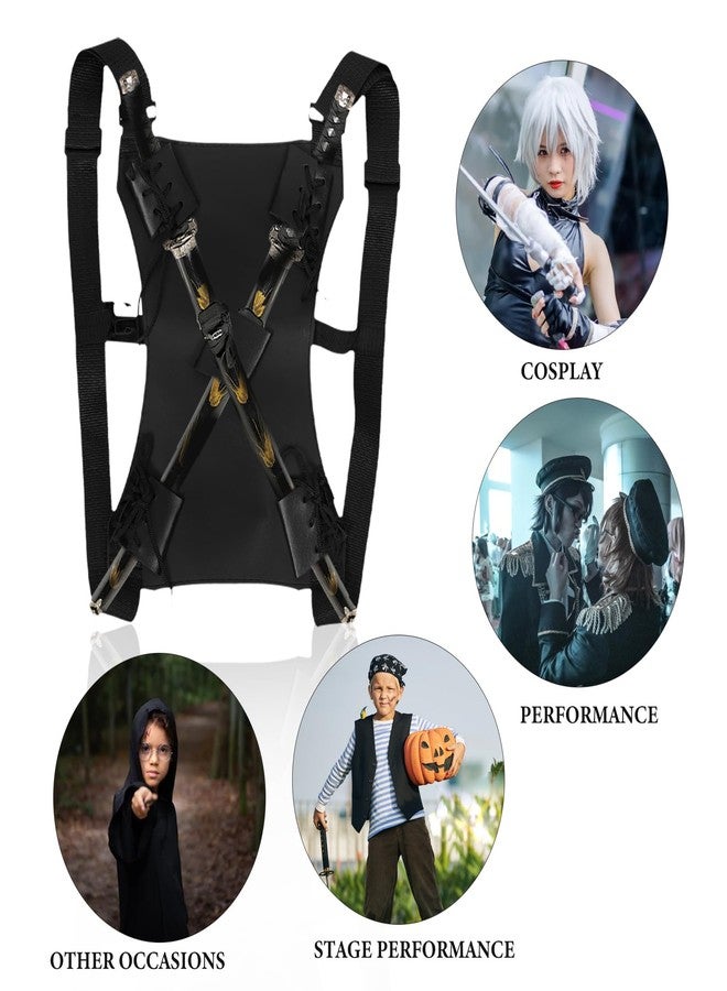Baluue Sword Carry Case Backpack Strap Adjustable Dual Shoulder Sword Bag for 2 Swords Leather Carrying Case with Back Harness for Cosplay Martial Arts Stage Shows 14.56 X 9.84 X 0.39 in - Image 5