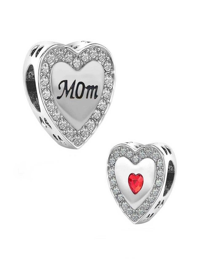 KunBead Silver Heart I Love You Mom Daughter Birthday Graduation Sale Cheap Family Bead Charms for Bracelets Necklaces - Image 2