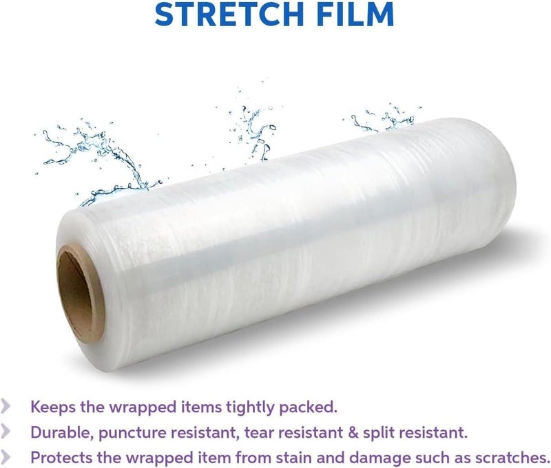 Heavy Duty Stretch Wrap Film Roll for Furniture – 300 Metres Industrial Strength Durable Packaging Roll for Moving, Storage & Shipping – Clear Protective Plastic Wrap (25cm) - Image 1
