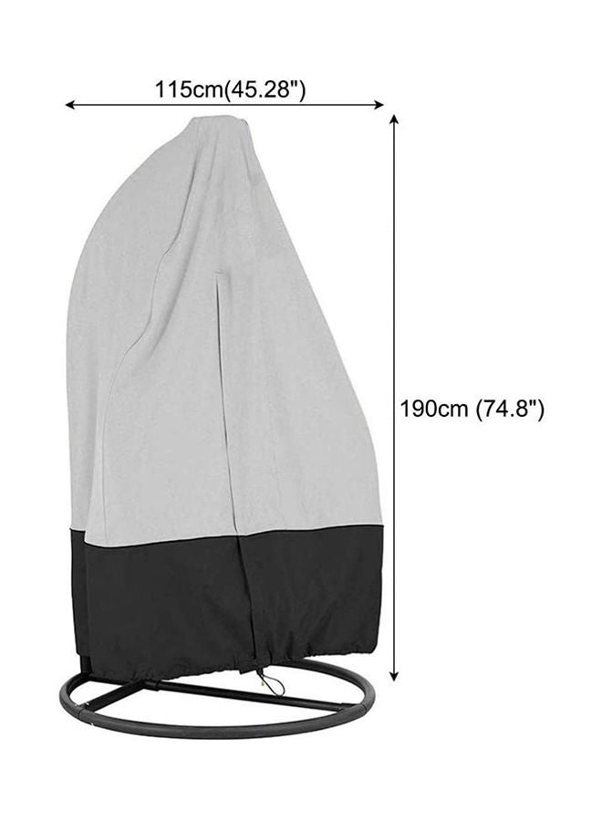 YULAN أغطية كراسي هانغينغ كبيرة مقاومة للعوامل الجوية للخارج، أغطية كرسي بيضة من الويكر، رمادي/أسود 190x115 سم - Image 2