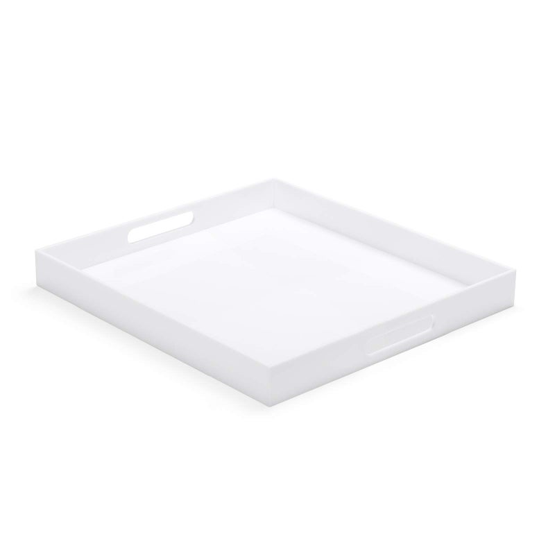 ATOZONE White Acrylic Ottoman Tray with Cutout Handles 24x24 Inch Over-Sized Serving Tray Rubber Boot Organizer Decorative Tray for Living Room, Bedroom,Bathroom Entryway and Kitchen Tabletop - Image 1