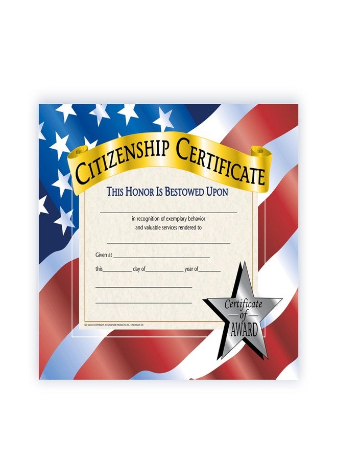 Flipside Products Citizenship Certificates, Recognition, Award Students, Incentive, 8.5" x 11", 30 Per Pack, 5 Packs - Image 1