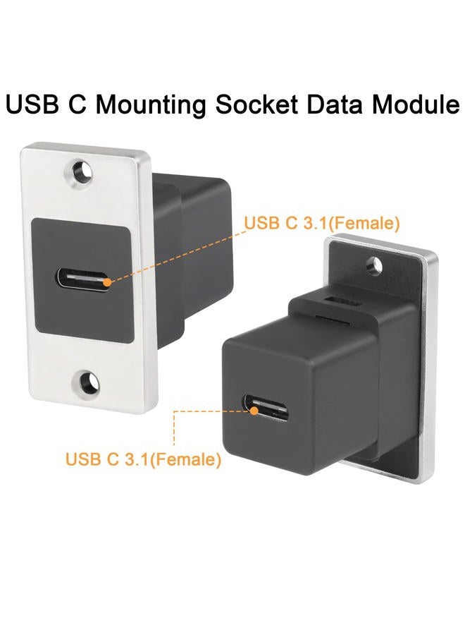 QIANRENON محول لوحة مستطيل USB C بسرعة 10Gbps موصل USB C 3.1 أنثى إلى أنثى تركيب لوحة مقبس USB C وحدة بيانات 5V/2.1A شحن، تركيب على لوحة الجهاز، سطح المكتب، الجدار - Image 2