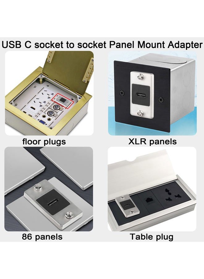 QIANRENON محول لوحة مستطيل USB C بسرعة 10Gbps موصل USB C 3.1 أنثى إلى أنثى تركيب لوحة مقبس USB C وحدة بيانات 5V/2.1A شحن، تركيب على لوحة الجهاز، سطح المكتب، الجدار - Image 5