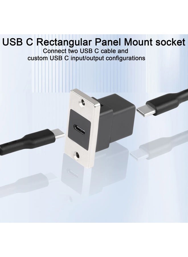 QIANRENON محول لوحة مستطيل USB C بسرعة 10Gbps موصل USB C 3.1 أنثى إلى أنثى تركيب لوحة مقبس USB C وحدة بيانات 5V/2.1A شحن، تركيب على لوحة الجهاز، سطح المكتب، الجدار - Image 4
