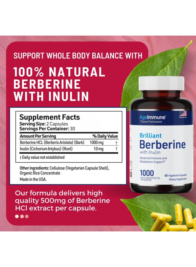 AgeImmune Ageimmune Berberine 1000Mg Supplement Complex   Each Capsule Contains Berberine 500Mg and Inuin 5Mg For High Absorption. - Image 4
