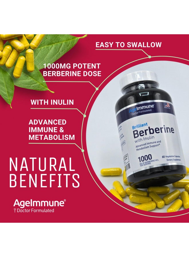 AgeImmune Ageimmune Berberine 1000Mg Supplement Complex   Each Capsule Contains Berberine 500Mg and Inuin 5Mg For High Absorption. - Image 3