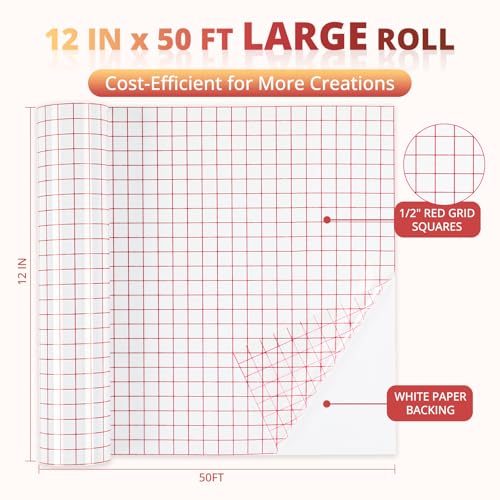 YRYM HT Clear Vinyl Transfer Paper Tape Roll-12 x 50 FT w/Alignment Grid Application Tape for Silhouette Cameo, Adhesive Vinyl for Decals, Signs, Windows, Stickers - Image 3