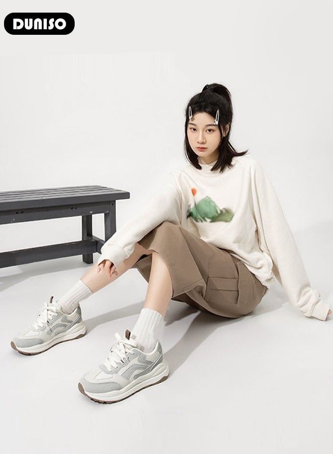 DUNISO Women's Soft-soled Sneakers Low Top Walking Shoes for Lady Comfortable Lace Up Fashion Casual Shoes for Indoor Outdoor Travel Work and Breathable Running Shoes - Image 3