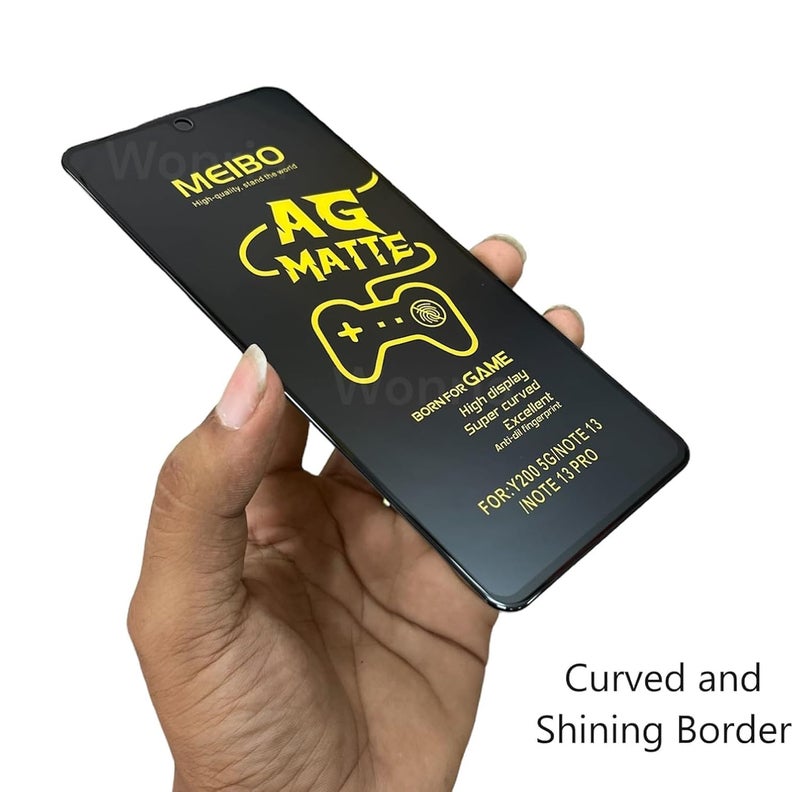 WonRia حماية شاشة غير لامعة لجهاز Redmi Note 13 / Redmi Note 13 Pro / Poco X6 / Poco X6 Pro زجاج مقسى غير لامع من الحافة إلى الحافة [مضاد لبصمات الأصابع | مضاد للتوهج | حافة لامعة] - مجموعة تركيب - Image 3