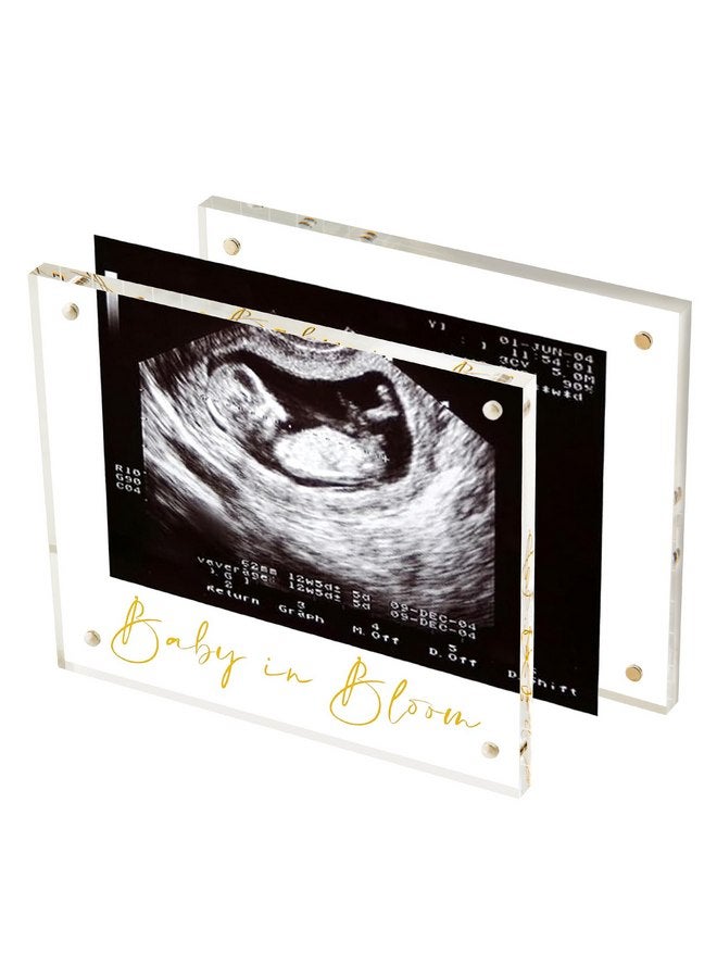 Calculs Baby US Frame Baby in Bloom Ultrasound Sonogram Keepsake Acrylic Picture Frame Freestanding Double Sided Magnetic Lucite Frameless Display Gifts for Her - Image 1