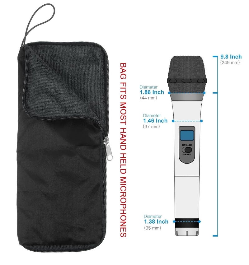 ALASKA ® Wireless Microphone Carrying Pouch, Microphone Storage Zipper Bag, Fits Most Hand-Held Wireless Microphones. 11.5 X 5 Inches. [ Microphone NOT Included], Black - Image 2