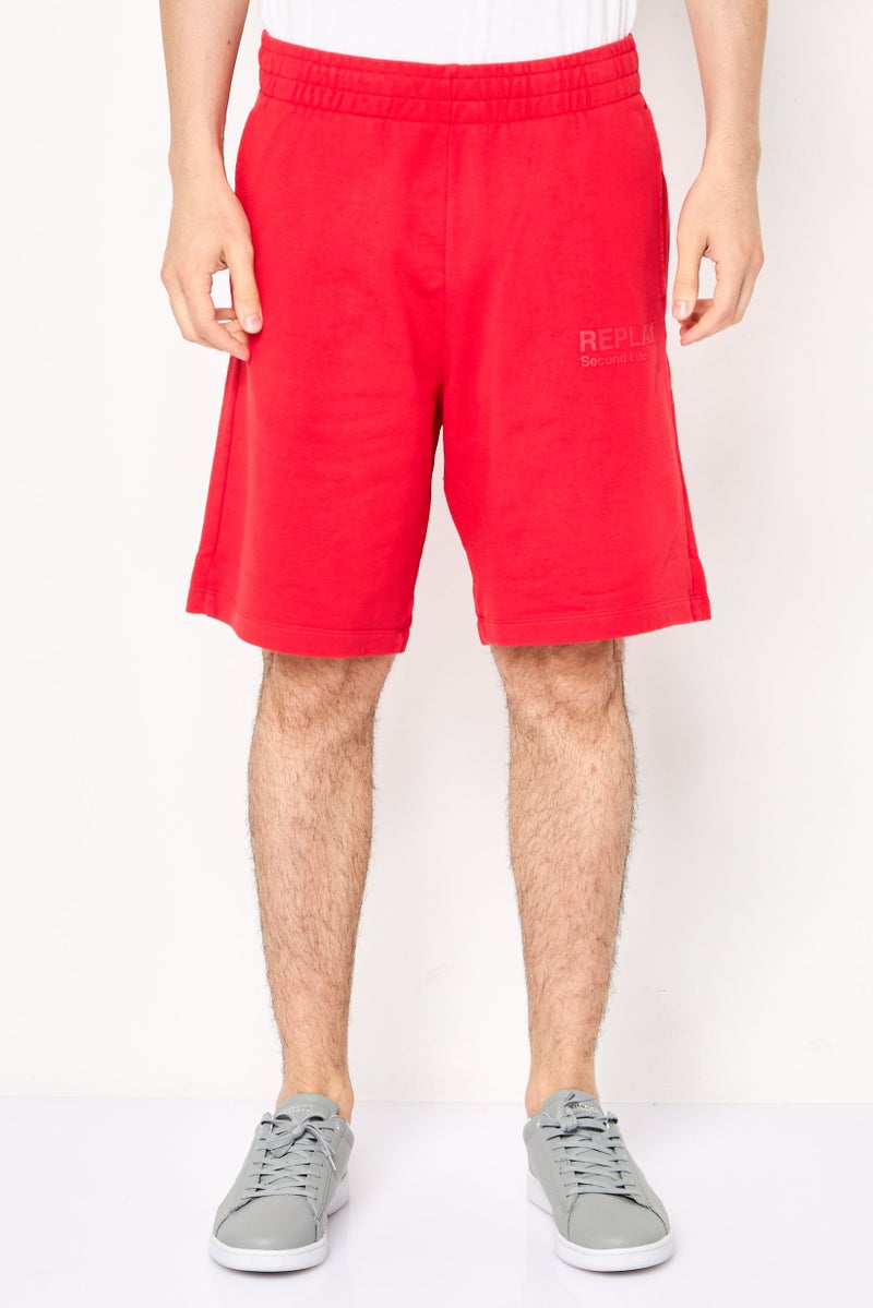 Replay Men Regular Fit Brand Logo Basic Shorts, Red - Image 1