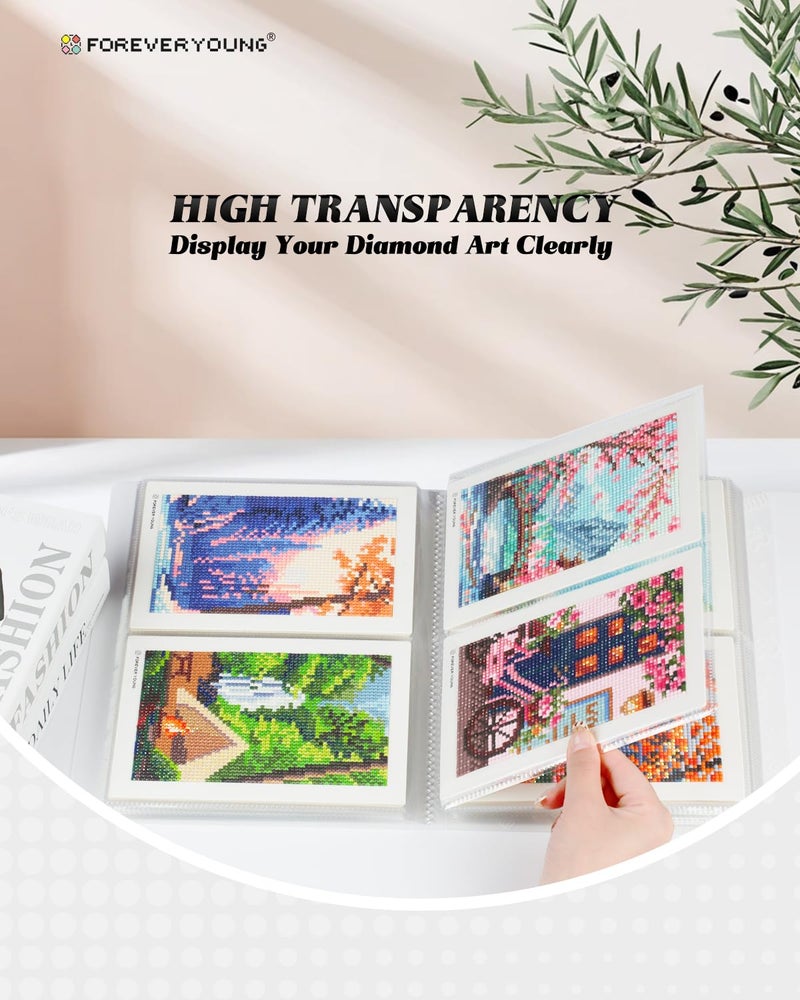 Forever young Foreveryoung 7-Inch Minigem Diamond Art Storage Book, 80 Pages Diamond Painting Accessories and Tools with Clear Protectors, Portfolio Folder for Artwork Organizer - Image 5