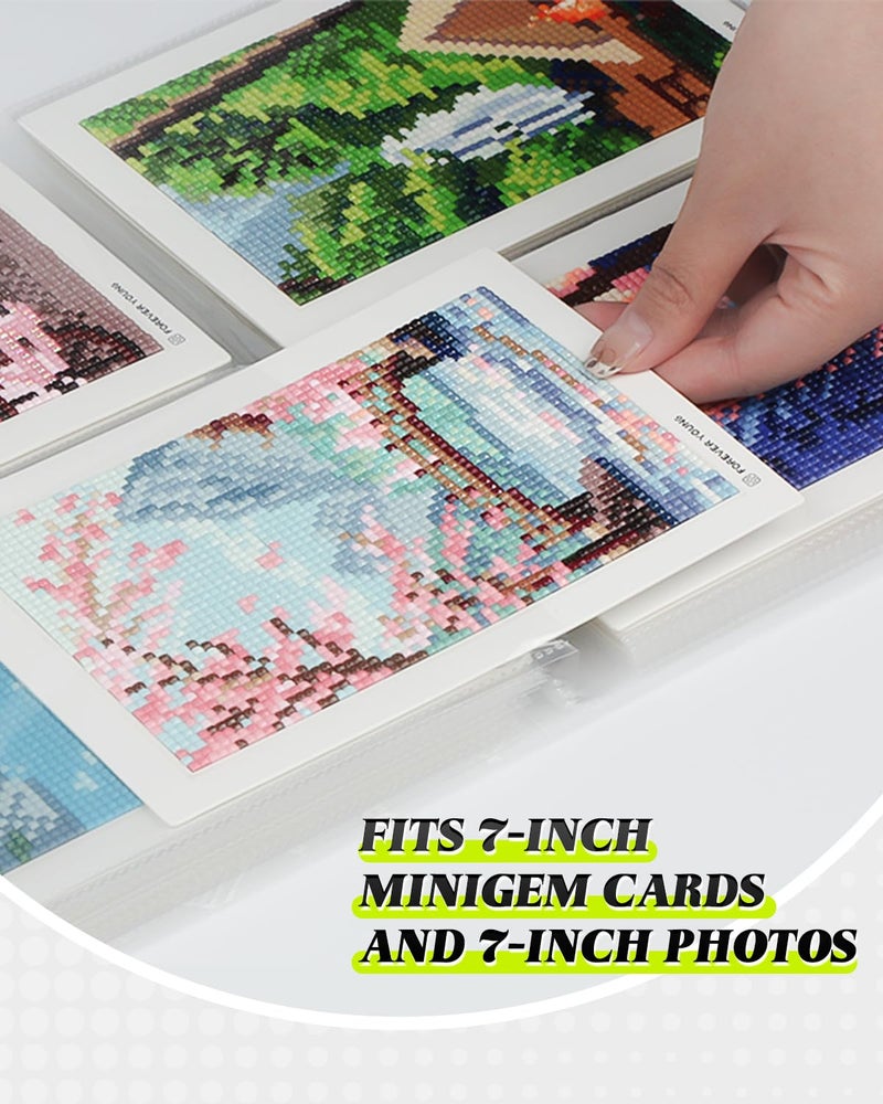 Forever young Foreveryoung 7-Inch Minigem Diamond Art Storage Book, 80 Pages Diamond Painting Accessories and Tools with Clear Protectors, Portfolio Folder for Artwork Organizer - Image 2