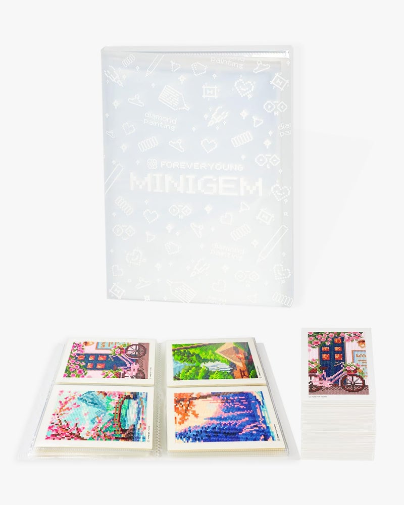 Forever young Foreveryoung 7-Inch Minigem Diamond Art Storage Book, 80 Pages Diamond Painting Accessories and Tools with Clear Protectors, Portfolio Folder for Artwork Organizer - Image 1