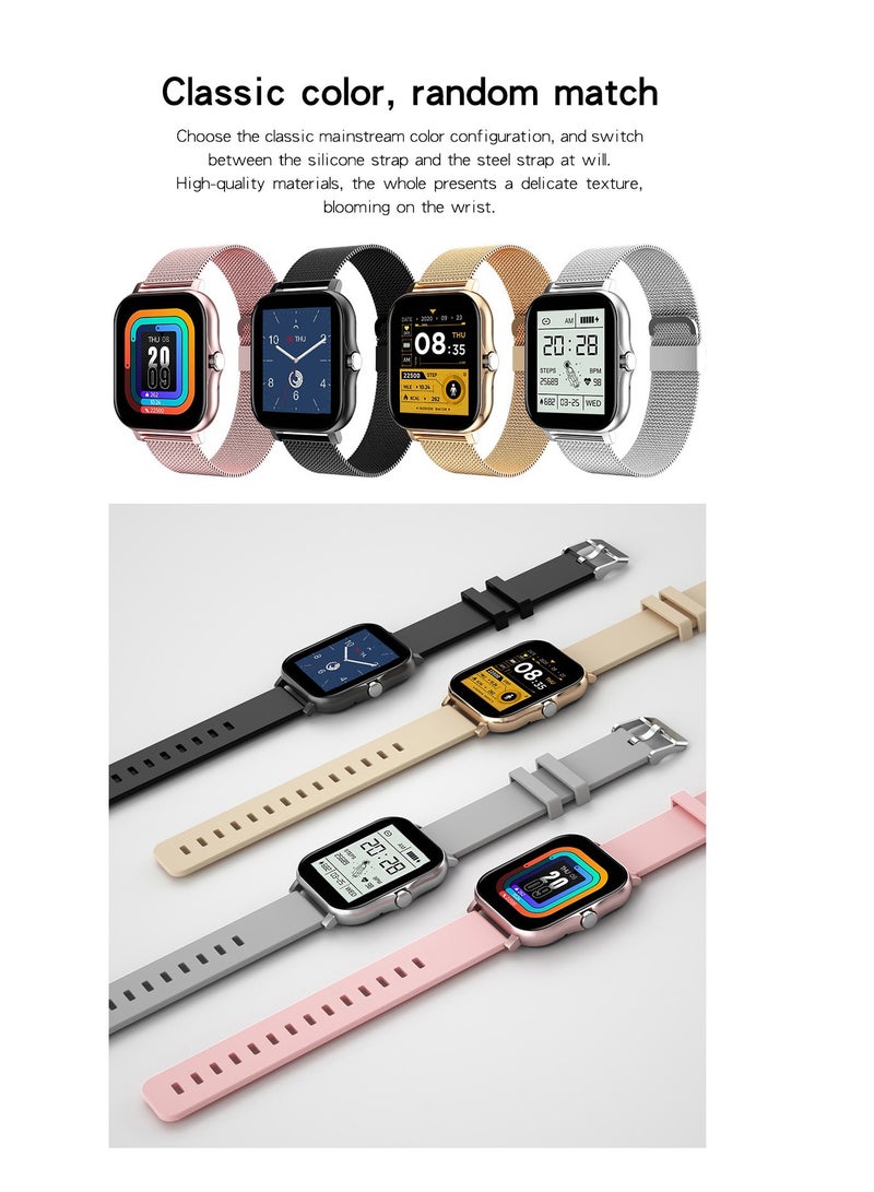 AROAQ Smart Watch, Gold Waterproof Fitness Tracker Watch, Bluetooth Calls Digital Smartwatch, Large Display Wristwatch Watches For Men And Women - Image 2