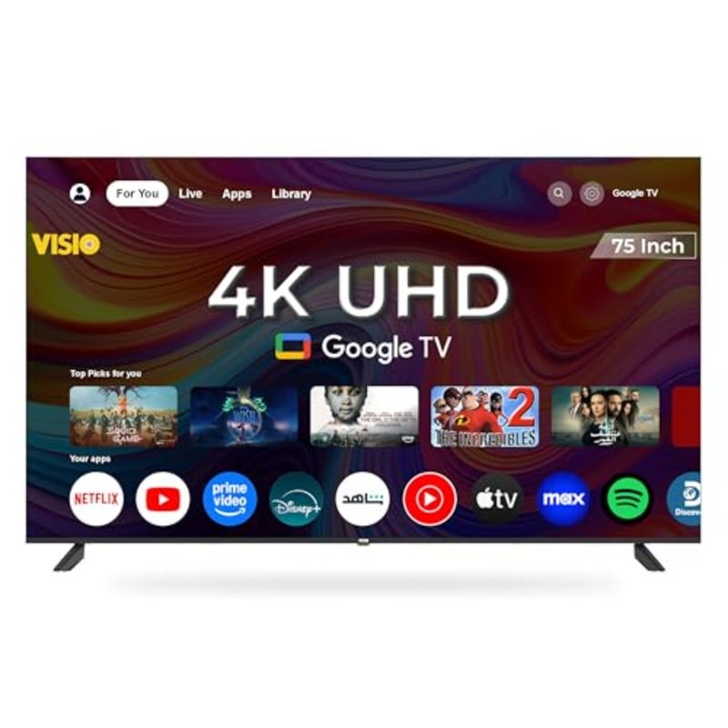 Living room entertainment: aluminum frame, matte black, 4K UHD cinematic display with Google TV and voice control compatibility - Image 1