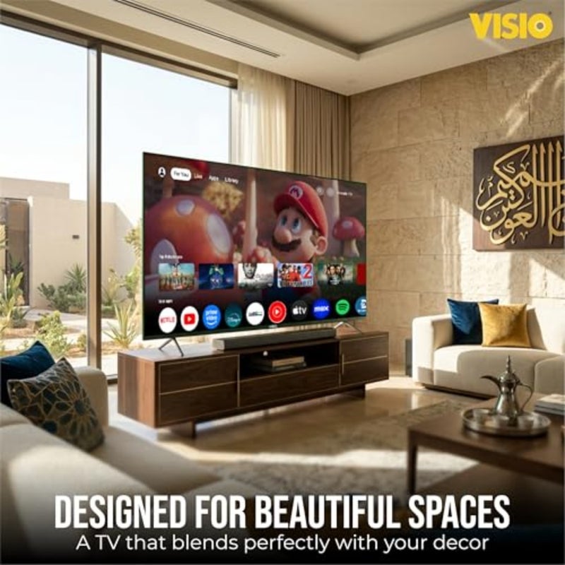 Living room entertainment: aluminum frame, matte black, 4K UHD cinematic display with Google TV and voice control compatibility - Image 2