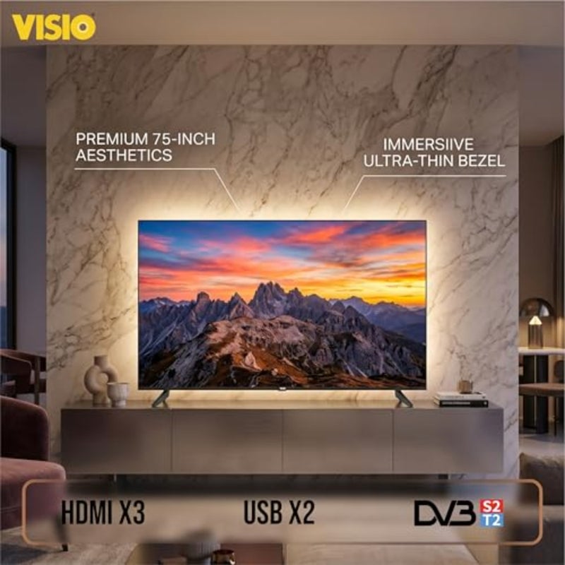 Living room entertainment: aluminum frame, matte black, 4K UHD cinematic display with Google TV and voice control compatibility - Image 4