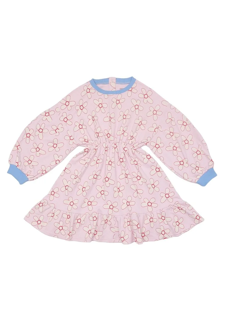 ايكو AIKO - Girls Pink with Floral Pattern Long Sleeve Sweat Dress