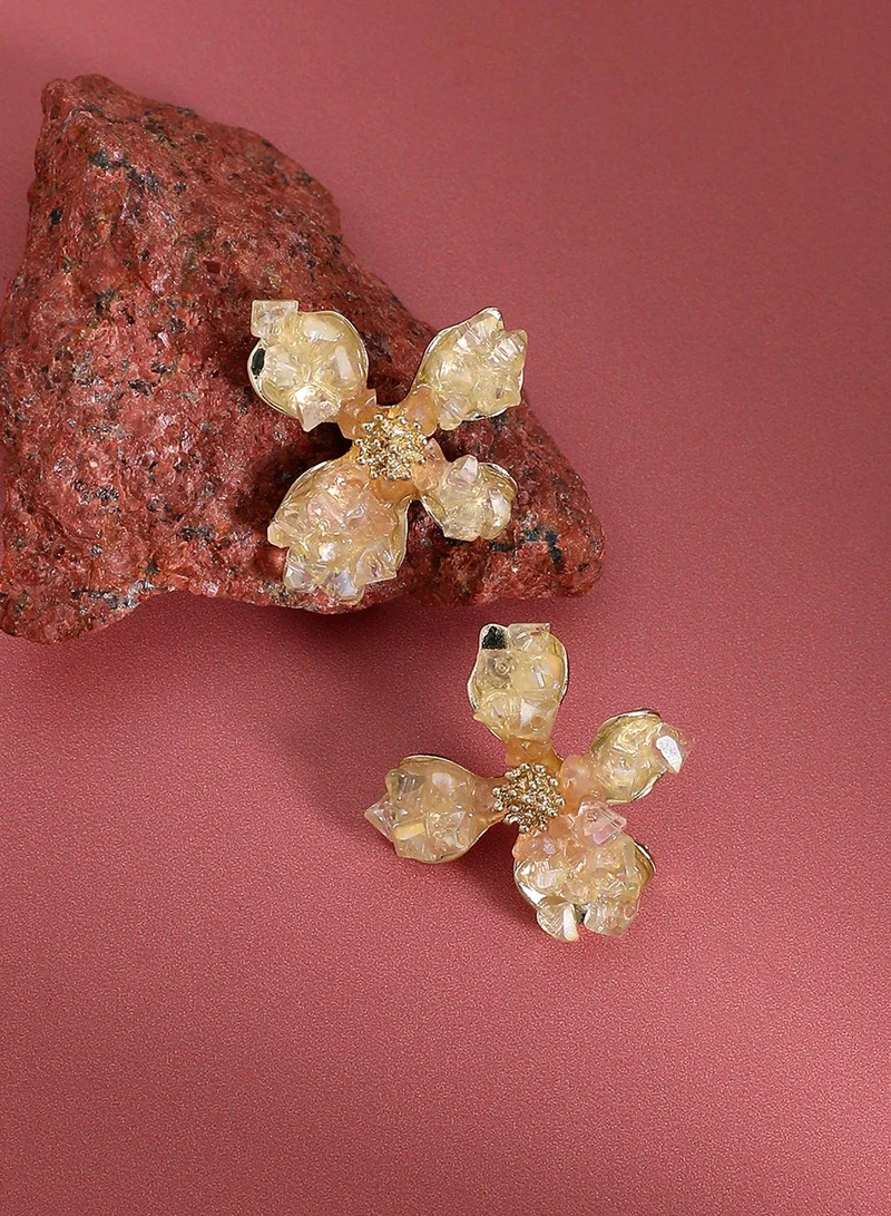 SOHI Crystal Flora Stud Earrings