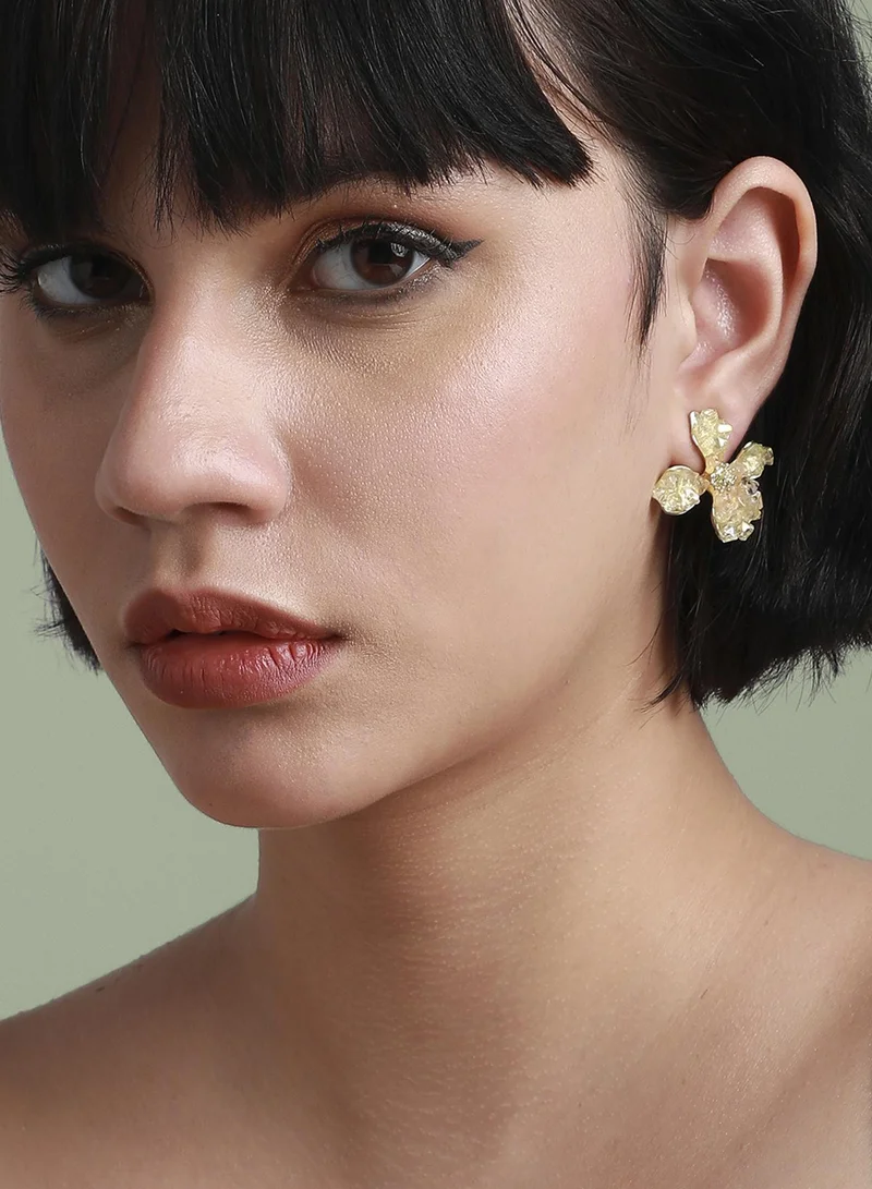 SOHI Crystal Flora Stud Earrings