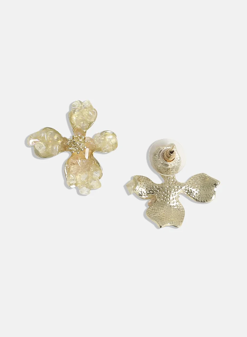 SOHI Crystal Flora Stud Earrings
