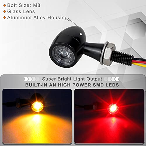 QUASCO Universal Motorcycle Turn Signals Amber/Red LED Turn Signal Kit Rear Mini Blinkers Compatible with Harley Honda Suzuki Triumph Yamaha - Image 2