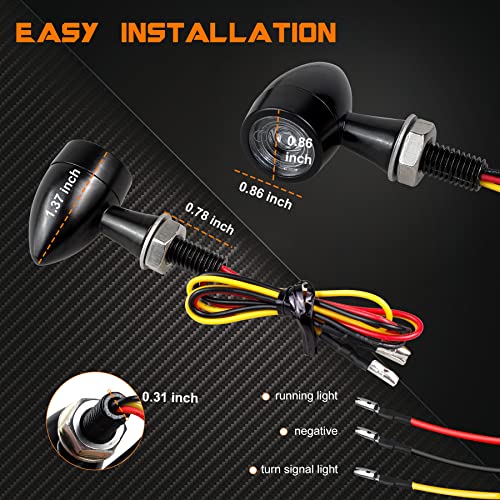 QUASCO Universal Motorcycle Turn Signals Amber/Red LED Turn Signal Kit Rear Mini Blinkers Compatible with Harley Honda Suzuki Triumph Yamaha - Image 5