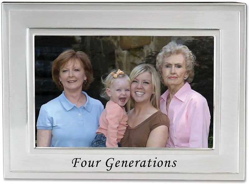 Lawrence Frames Sentiments Collection, Brushed Metal 4 by 6 Four Generations Picture Frame,Silver