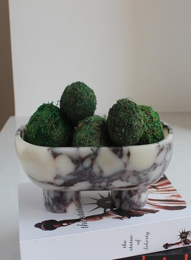 Nawgnail Natural Oval Calacatta Viola Marble Fruit Bowl for Kitchen Counter 10", Large Decorative Bowl Two-Legs for Home Decor, Fruits Holder For Dining Table - Kitchen Organization - Image 4