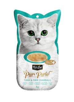 Kit Cat Puree Tuna & Fiber (Hairball) 15gx4 Sachets 
