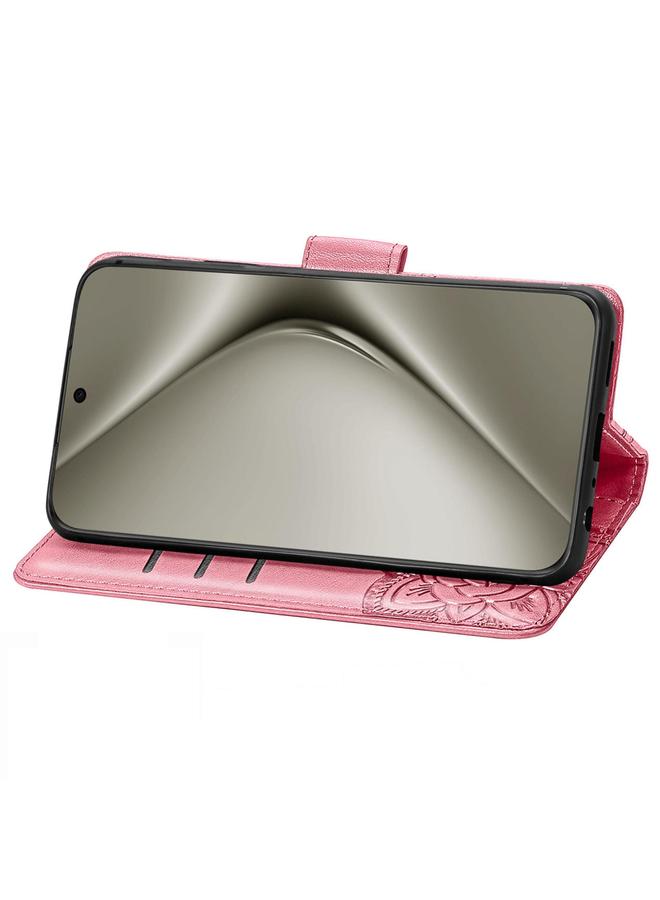 اس-توب جراب لهاتف Huawei Pura 70 Pro مصنوع من الجلد المنقوش بنقشة زهور الفراشة - Image 4